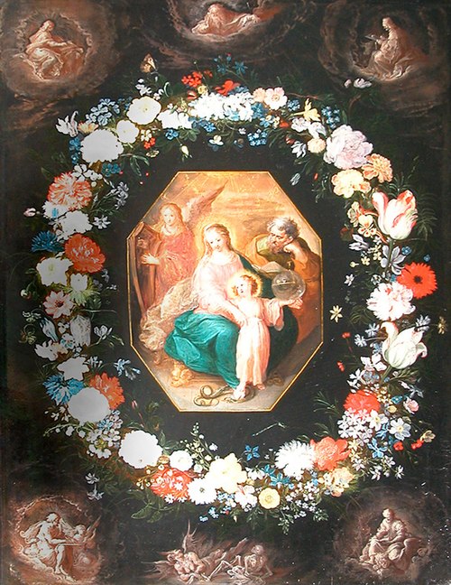 La Sainte Famille entourée d'une guirlande de fleurs, 1620, Frans II Francken