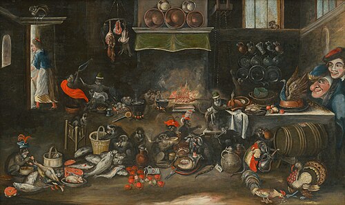 Monkeys in the Kitchen, 1620, Frans II Francken