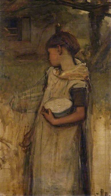 Painting of a girl, , Frank Holl