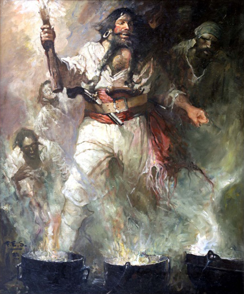 Blackbeard in Smoke and Flame, 1922, Frank Schoonover