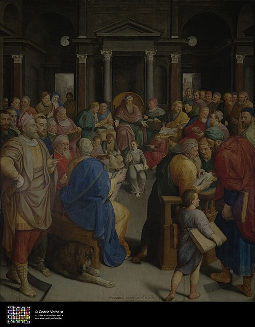 De Viglius-triptiek: Christus als twaalfjarige in de tempel, 1571, Frans Pourbus l'Ancien