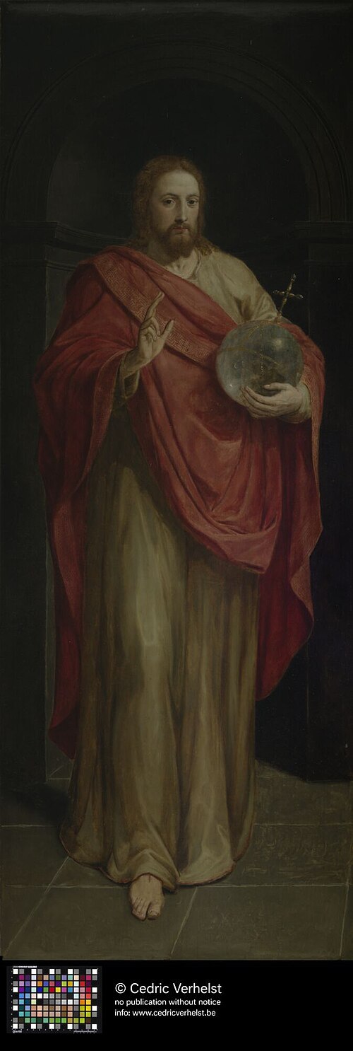 De Viglius-triptiek: Christus als Salvator Mundi, 1571, Frans Pourbus l'Ancien