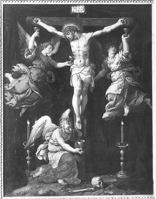Christus am Kreuz mit Engeln, 1563, Frans Pourbus l'Ancien
