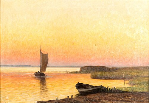 Boddenlandschaft mit Segelboot, , Franz Bunke