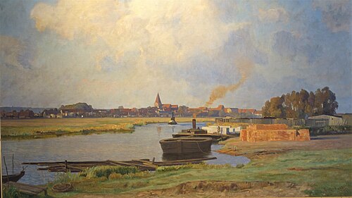 Brick loading on the Warnow, 1910, Franz Bunke