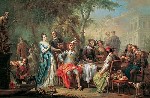 Elegant company supping in a park, 1740, Franz Christoph Janneck