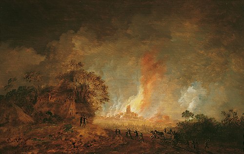 Great fire in a city during the night, 1759, Franz Edmund Weirotter