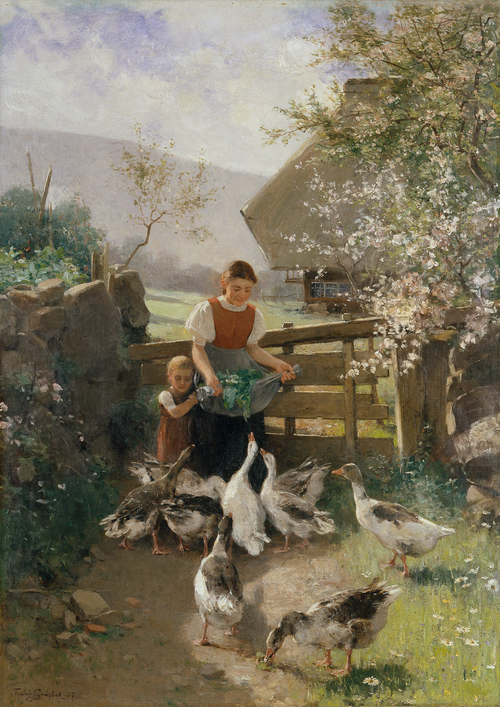 Enfants entourés par des oies, 1887, Franz Gräßel