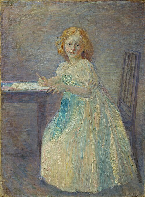 Mädchen in weißem Kleid, 1902, Franz Jaschke