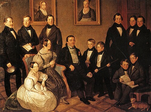 Familie des Sensengewerken Gottlieb Weinmeister in Spital am Pyhrn, 1850, Franz Xaver Bobleter