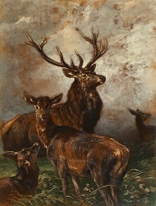 Hirsch und Hirschkühe, 1850, Franz Xaver von Pausinger