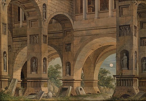 Fantasy Architecture by Moonlight, 1808, Johann Friedrich Morgenstern