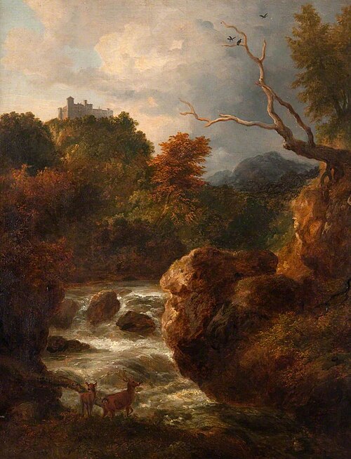 Mountain stream with deer, 1850, Ramsay Richard Reinagle