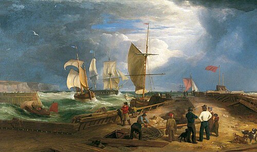 View of Dover Pier, 1814, Ramsay Richard Reinagle