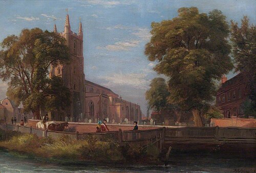 Croydon Parish Church, Surrey, 1839, Ramsay Richard Reinagle
