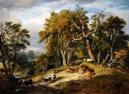 Cattle and Deer in Calke Park, 1828, Ramsay Richard Reinagle