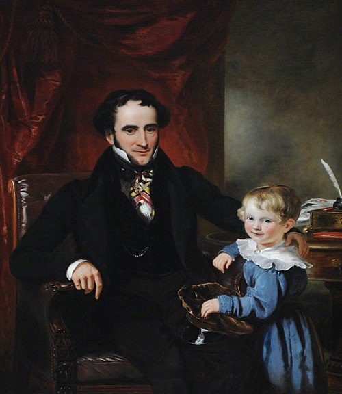 Sir George Crewe, 8th Bt (1795 – 1844) and his Son, later Sir John Harpur Crewe, 9th Bt (1824-1886), 1828, Ramsay Richard Reinagle
