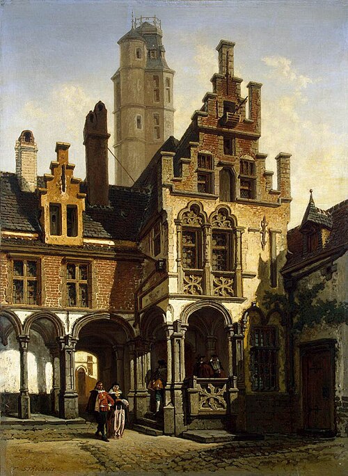 Old House of Marguerite of Austria in Malines, 1855, François Stroobant