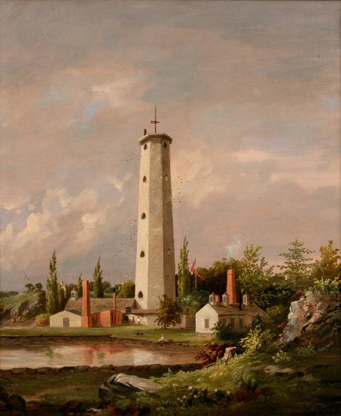 Youle's Shot Tower, New York City, 1845, Jasper Francis Cropsey