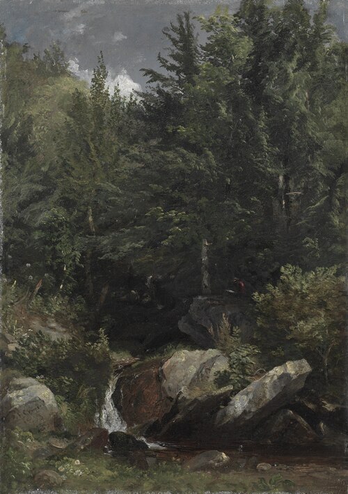 Trees and a Stream on a Hillside, 1853, Jasper Francis Cropsey