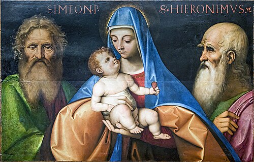 Vierge à l'Enfant avec saint Syméon et saint Jérôme, , Giovanni Agostino da Lodi