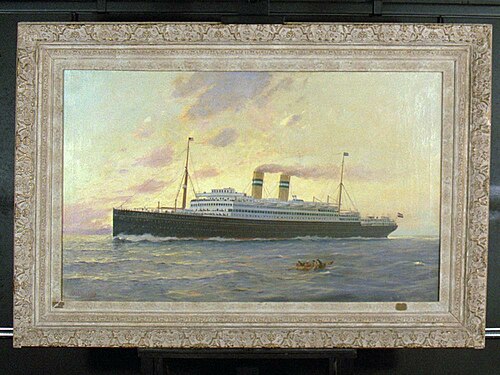 Het s.s. 'Rotterdam' (IV) van de Holland-Amerika Lijn op open zee, 1910, Fred Pansing