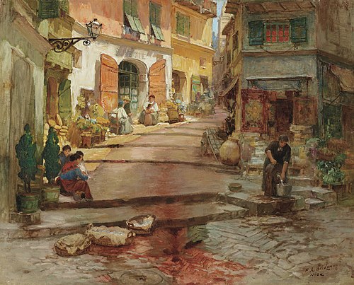 Rue Droite, in Old Nice, , Frederick Arthur Bridgman