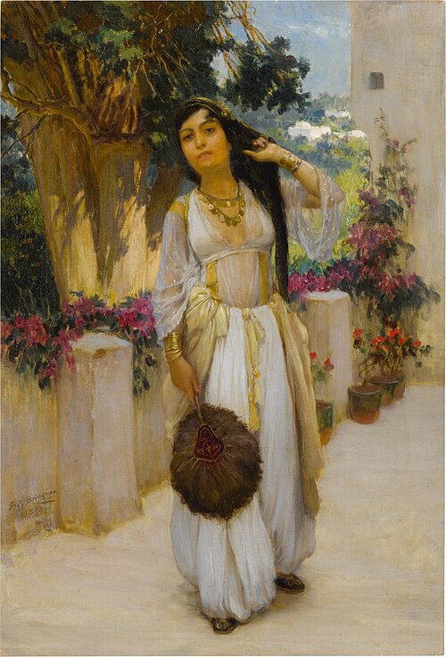 Woman Of Algiers On A Balcony, , Frederick Arthur Bridgman