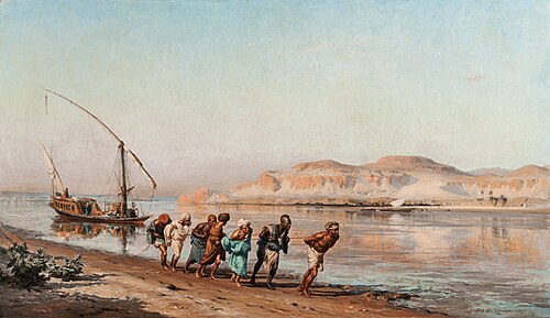 Towing on the Nile, 1875, Frederick Arthur Bridgman