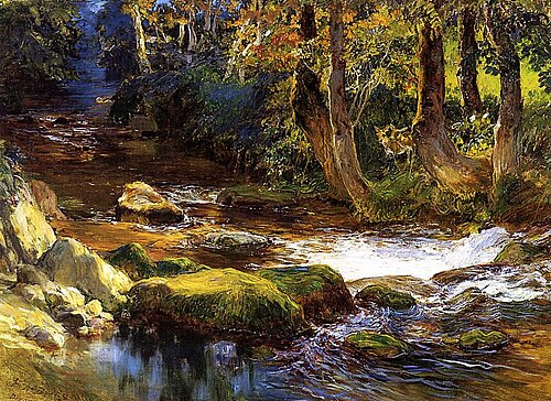 River Landscape with Deer, , Frederick Arthur Bridgman