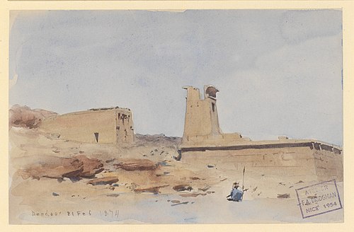 The Temple of Dendur, Showing the Pylon and Terrace, 1874, Frederick Arthur Bridgman
