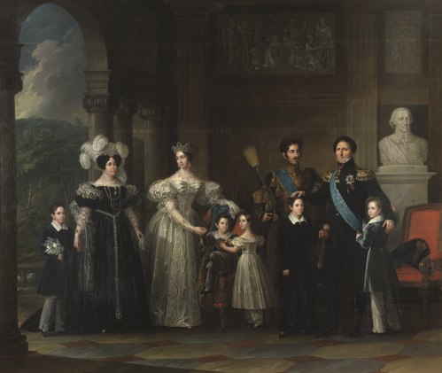 Bernadotte family painting, 9 people, 1837, Fredric Westin