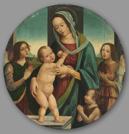 Virgin and Child with John the Baptist and Angels, 1500, Pietro del Donzello