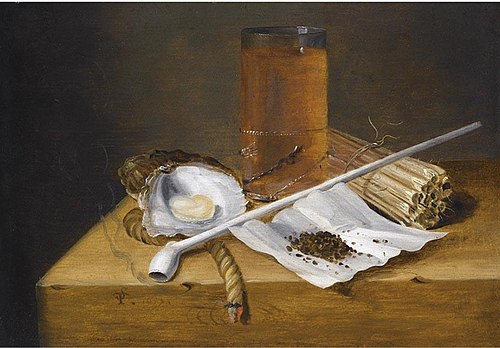 Still life of smoking paraphernalia, 1658, Theodoor Smits