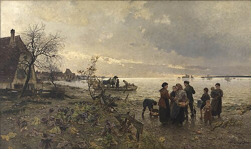 Rheinüberschwemmung bei Karlsruhe im Jahre 1887, 1888, Friedrich Kallmorgen