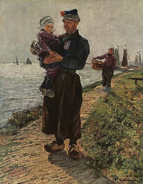 Holländischer Fischer mit Kind, 1889, Friedrich Kallmorgen