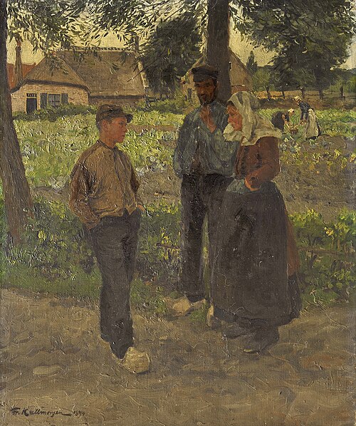 Eine Unterredung (Holländische Familie), 1894, Friedrich Kallmorgen