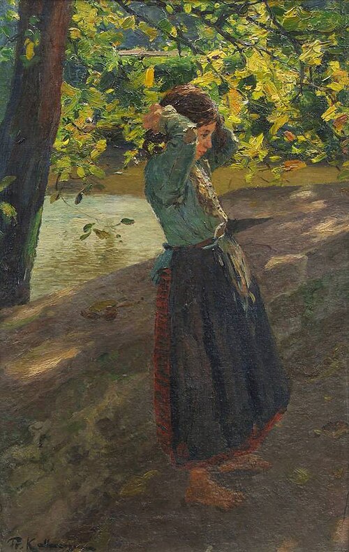 Mädchen im Grünen, 1893, Friedrich Kallmorgen