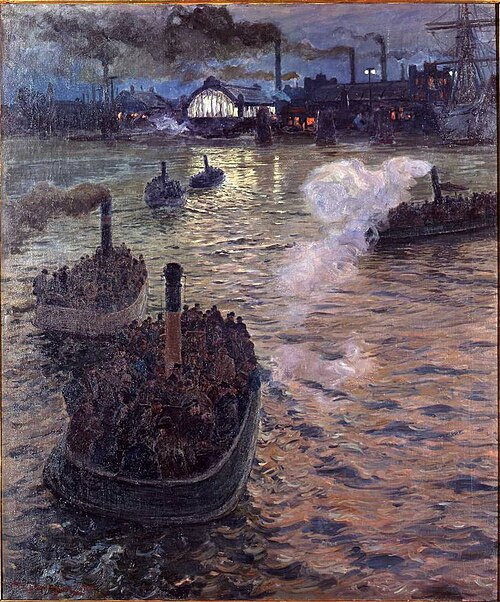 An die Arbeit (Hamburger Hafenbild), 1900, Friedrich Kallmorgen