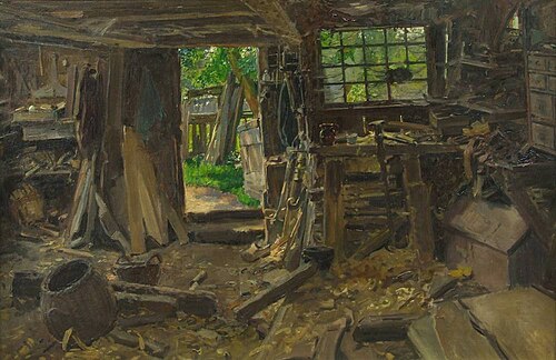 Schiffszimmerwerkstätte in Enkhuizen in Holland, 1908, Friedrich Kallmorgen
