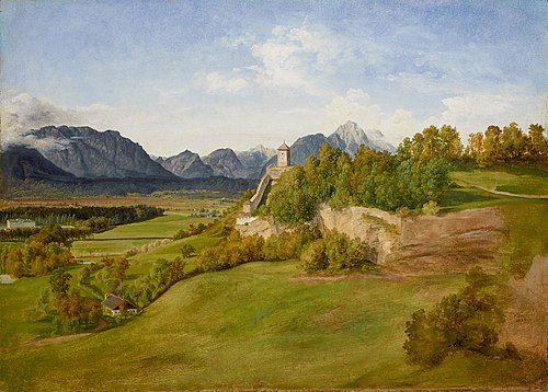 The Mönchsberg in Salzburg with the Josef Tower, 1826, Friedrich Loos
