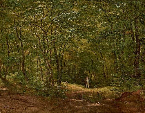 Spaziergänger in einer Waldlandschaft, 1840, Friedrich Loos