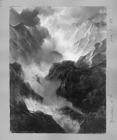 Torrent in the mountains, 1829, Friedrich Preller l'Ancien