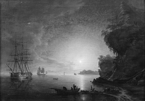 A Seascape. Moonlight, 1823, Frederik Thöming