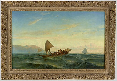 Tabelloresche roversprauwen vluchtend voor een naderend Nederlands oorlogsschip, 1864, Jacob Eduard van Heemskerck va