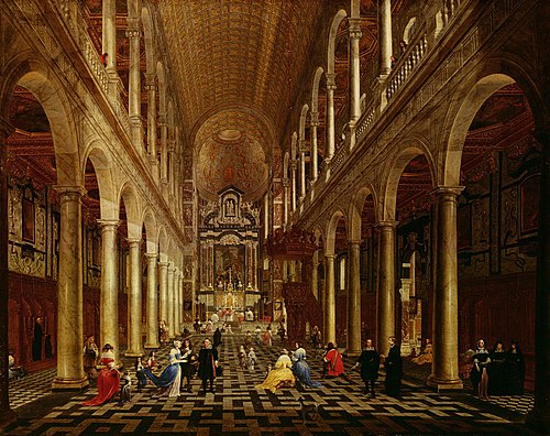 Interior of the Jesuit church in Antwerp, 1665, Anton Gunther Gheringh