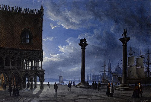 Piazza San Marco in the Moonlight, 1847, Friedrich Nerly