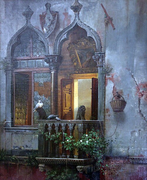 Window of a Venetian Palace, 1868, Friedrich Nerly