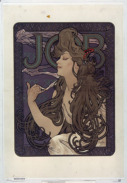 Publicité pour les cigarettes Job., 1896, Alfons Mucha