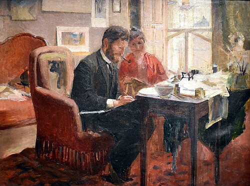 Autoportrait de Mucha dans son appartement à Paris, 1889, Alfons Mucha